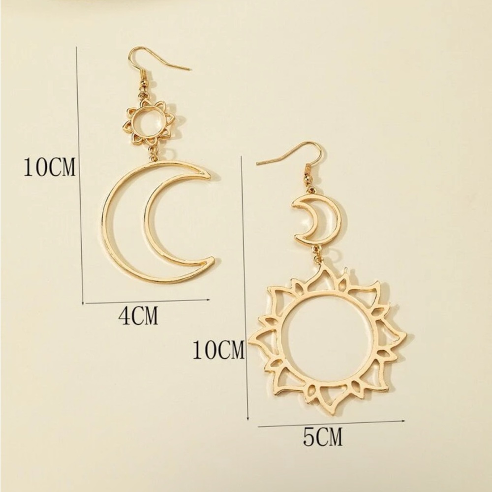 Boho Sun Moon Cut Out Elegant Gold Sliver Black - Picture 8 of 11